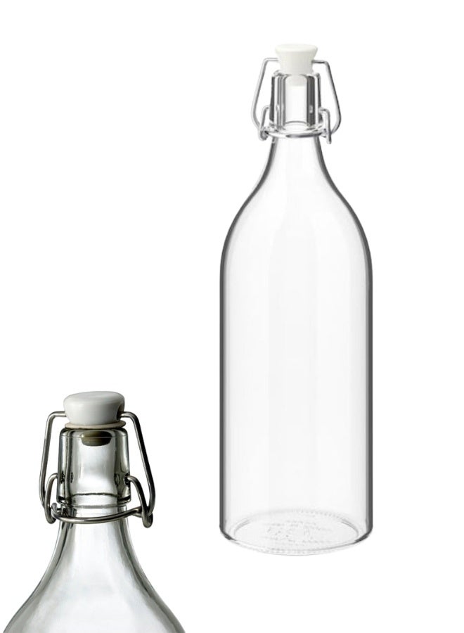 أيكيا زجاجة زجاجية شفافة سعة 1 لتر مع سدادة - وعاء زجاجي متين للماء والعصير والحليب والمشروبات الأخرى - Image 1